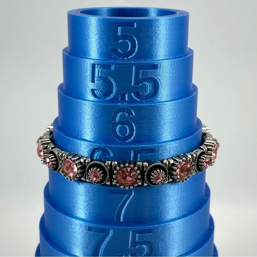 Stunning Unsigned Silver Tone Pink Glass Crystal Rhinestone Stretch Bracelet